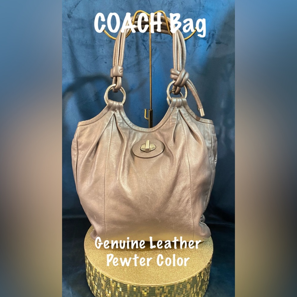 COACH Leather Pewter Bag